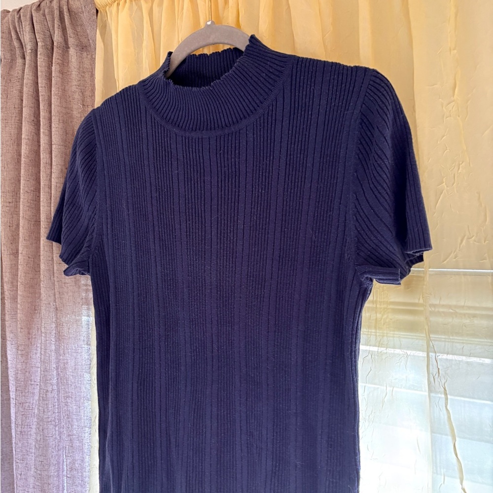 Sag Harbor Deep Blue Ribbed Top